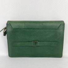 Load image into Gallery viewer, Original 1930's 1940's Green Leather Clutch Bag with Gold-Tone Accents