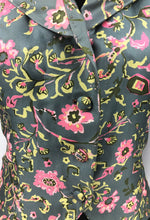 Load image into Gallery viewer, Original 1950's Vibrant Floral Pure Silk Jacket in Green, Pink and Chartreuse - Bust 38