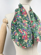 Load image into Gallery viewer, Original 1930's Soft Silk Scarf or Headscarf in Green, Magenta, Purple, White and Brown - Great Christmas Gift