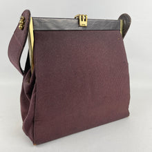 Load image into Gallery viewer, Original 1940's Fassbender Bag in Dark Burgundy Grosgrain with Gold-Tone Fixings