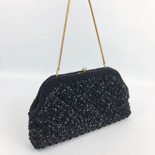Load image into Gallery viewer, Original 1950s Black Sequin and Beaded Evening Bag by Le Soir Handbags
