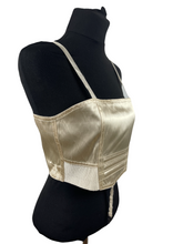 Load image into Gallery viewer, Original 1920's Flapper Cream Satin Binder Bra with Boning - True Vintage Underwear - Bust 34"