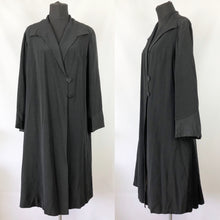 Load image into Gallery viewer, 1920s 1930s Black Textured Crepe Coat with Gold Lining and Glass Buttons - Bust 38 40