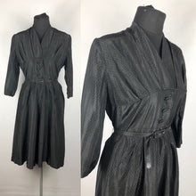 Load image into Gallery viewer, 1950s Black and Gold Polka Dot Dress - B38