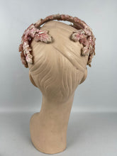 Load image into Gallery viewer, Original 1950's Pink Half Hat with Tiny Leaves