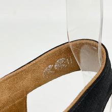 Load image into Gallery viewer, Original 1940's CC41 Black Fabric Wedges with Fabulous Metallic Silver Trim - UK 4.5 5
