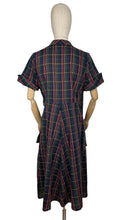 Load image into Gallery viewer, Original 1940’s 1950’s Black and Plaid Fine Cotton Dress with Glass Buttons - Bust 38 *