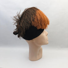 Load image into Gallery viewer, 1940s Felt Hat with Large Feather Trim and Brown Bow