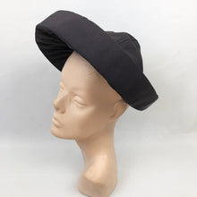 Load image into Gallery viewer, 1940s Dark Blue Grosgrain "Bonnet" Hat with Wide Brim