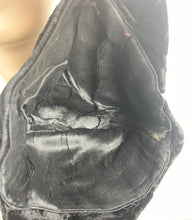 Load image into Gallery viewer, Original 1920s Black Cotton Velvet Cloche with Celluloid and Paste Hat Flash