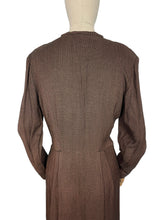 Load image into Gallery viewer, Original 1930's Dark Brown Floppy Long Sleeved Day Dress with Button Neck and Bow - Bust 38