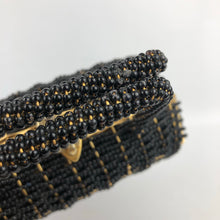 Load image into Gallery viewer, 1960s Hong Kong Made Black Beaded Bag with Gold Coloured Frame