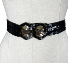 Load image into Gallery viewer, Original 1930's Black and Gold Sequin and Beaded Belt - Waist 25 26
