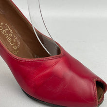 Load image into Gallery viewer, Original 1940's Cherry Red Leather Peep-toe Sling-back Heels - UK 3.5 4