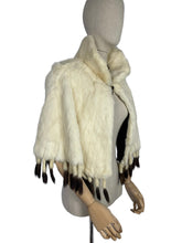 Load image into Gallery viewer, Original 1930's or 1940's Vintage White Ermine Evening Cape with Black and White Tails - Stunning Cape