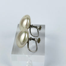 Load image into Gallery viewer, Vintage Faux Pearl Classic Button Earrings on Silver Screw Backs