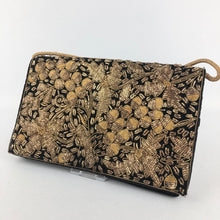 Load image into Gallery viewer, Vintage Black Velvet Evening Bag with Metallic Gold Embroidery