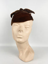 Load image into Gallery viewer, Charming 1970s Does 1930s Rust Coloured Cap with Bow Trim - Deco Detailing *