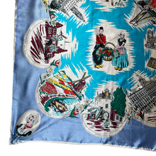 Load image into Gallery viewer, Vintage Artificial Silk Scarf with Tulips and Tourist Attractions - Holland Tourist Piece - Great Turban or Headscarf