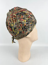 Load image into Gallery viewer, Fabulous Original 1920's Pleated Cloche in Vibrant Shades with Bow Trim *