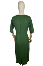 Load image into Gallery viewer, Original 1950's/1960's Forest Green Wool Wiggle Dress with Claw Set Paste Studs - Bust 34 35