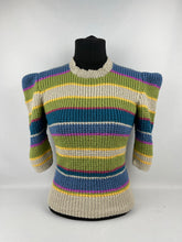 Load image into Gallery viewer, REPRODUCTION 1940s Hand Knitted Jumper in Smart Stripes - Bust 38 40 42 44