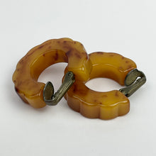 Load image into Gallery viewer, Vintage 1940's 1950's Mottled Brown Bakelite Clip On Hoop Earring