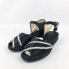 Load image into Gallery viewer, CC41 Black and Silver Satin Low Wedge Shoes - UK 6