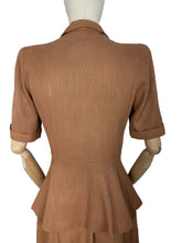 Load image into Gallery viewer, Original 1940's Warm Brown Linen Double Breasted Suit - Bust 36