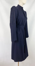 Load image into Gallery viewer, Original Late 1930s Midnight Blue Evening Coat with Embroidered Detail and Double Button Collar - Bust 34 35