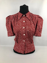 Load image into Gallery viewer, 1940s Reproduction Christmas Blouse in Riley Blake Cotton - Bust 34" 36"