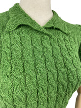 Load image into Gallery viewer, 1940's Reproduction Twisted Cable and Rib Jumper in Grass Green - Bust 33 34 35