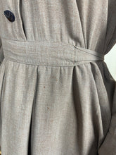 Load image into Gallery viewer, Original 1940's Brown and Pink Day Dress with Tie Belt and Glass Buttons - Bust 40"