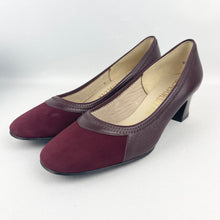 Load image into Gallery viewer, Original 1950's 1960's Burgundy Suede and Leather Court Shoes by Devonshire - Deadstock in Original Box - UK 4 *