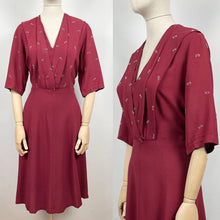 Load image into Gallery viewer, Original 1940s Red Crepe Beaded Dress - Wounded - Bust 38 39 40