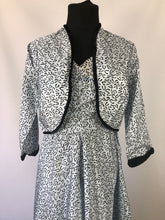 Load image into Gallery viewer, 1950s Artificial Silk Novelty Print Dress and Bolero Set - B32