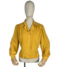 Load image into Gallery viewer, Original 1940’s True Volup Maxton Long Sleeved Crepe Blouse in Soft Mustard - Bust 40 42 44