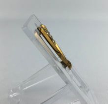 Load image into Gallery viewer, Vintage Lucky Wishbone and Clover Brooch in Gold Metal and Clear Paste