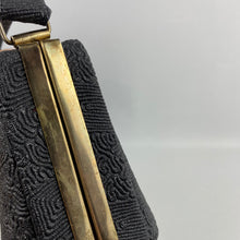 Load image into Gallery viewer, Original 1940s Black Embossed Plastic Box Bag Made to Look Like Corde