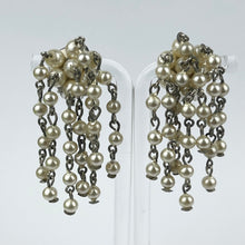 Load image into Gallery viewer, Vintage Faux Pearl Chandelier Clip-on Earrings on Silver-tone Clips
