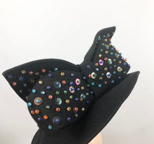 Load image into Gallery viewer, Epic American 1940s New York Creation Tilt Topper Hat with Huge Beaded and Sequined Bow