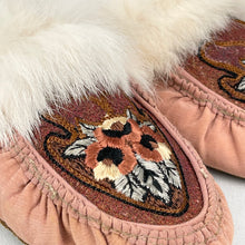 Load image into Gallery viewer, Original 1920's Embroidered Silk Boudoir Slippers with Genuine Fur Trim