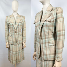 Load image into Gallery viewer, AS IS Original 1930s or 1940s Lightweight Wool Check Suit in Duck Egg, Mocha and Cream - Bust 34 35