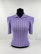 Load image into Gallery viewer, 1940's Reproduction Twisted Cable and Rib Jumper in Jacaranda - Bust 32 33 34