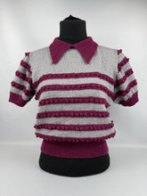 Load image into Gallery viewer, Reproduction 1930's Burgundy and Grey Stripe Bobble Jumper - Bust 36 38 40