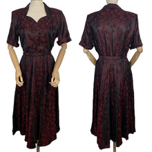 Load image into Gallery viewer, Original 1940’s Black and Red CC41 Dress with Star Print - Bust 40