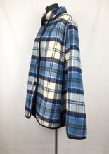 Load image into Gallery viewer, Vintage Wool Cape in Bold Blue and Purple Check - Bust 40 42 44