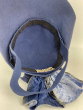 Load image into Gallery viewer, Original 1940s Air Force Blue Felt Topper Hat with Blue Velvet Bow Trim
