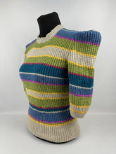 Load image into Gallery viewer, REPRODUCTION 1940s Hand Knitted Jumper in Smart Stripes - Bust 38 40 42 44