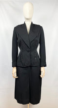 Load image into Gallery viewer, Original 1940s Black Wool Suit with Fabulous Button Detail - Bust 34 35 36